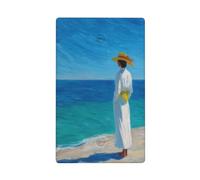 Coastal Cowgirl Beach Blue Ocean Minimalist Single Toggle Blank Wall Plate Light Switch Cover Decorative 1 Gang for Kitchen Room Bathroom Size 11.4x7cm