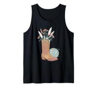 Coastal Cowgirl Boot Disco Ball Western Aesthetic Graphic Tank Top