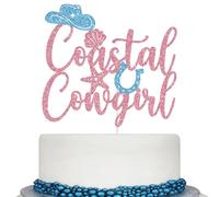 Coastal Cowgirl Cake Topper, Last Toast on the Coast, Cowgirl Bachelorette Cake Decorations, Coast Beach Western Bachelorette Party Decorations Glitter