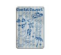 Coastal Cowgirl Print Retro Poster Metal Tin Sign Chic Art Retro Iron Painting Bar People Cave Cafe Family Garage Poster Wall Decoration 8x12inch(20x30cm)