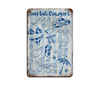 Coastal Cowgirl Print Retro Poster Metal Tin Sign Chic Art Retro Iron Painting Bar People Cave Cafe Family Garage Poster Wall Decoration 8x12inch(20x30cm)