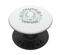 Coastal Cowgirl Western Beach Retro Line Art Design PopSockets Adhesive PopGrip