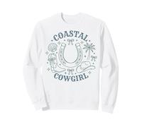 Coastal Cowgirl Western Beach Retro Line Art Design Sweatshirt