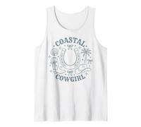 Coastal Cowgirl Western Beach Retro Line Art Design Tank Top