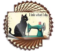 Coastal Decal, Home Decor Men Helmet A Black Cat Sits Beside A Sewing Machine with The Text i Ink What I Do. | Funny Quote Adulting Decals(6X9CM)