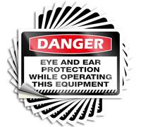 Coastal, Decals Hard Danger Eye and Ear Protection While Operating This Equipment | Free Work Desk Decor(12X18CM)