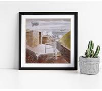 Coastal Defences, 1941 by Eric Ravilious Stunning Framed Wall Art Picture Print Square - 25cm wide x 25cm high - Black Frame