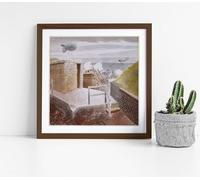 Coastal Defences, 1941 by Eric Ravilious Stunning Framed Wall Art Picture Print Square - 35cm wide x 35cm high - Walnut Frame