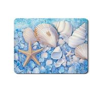 Coastal Dish Drying Mats For Kitchen Counter, Nautical Shells Absorbent Rubber Dish Drainer Rack Mat, Summer PU Leather Drying Pad For Kitchen Counter Beach Decor 18x24 Inch