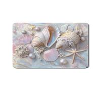Coastal Dish Drying Mats For Kitchen Counter, Shells Absorbent Rubber Dish Drainer Rack Mat, Summer Beach PU Leather Drying Pad For Kitchen Counter 12x20 Inch