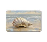 Coastal Dish Drying Mats For Kitchen Counter, Vintage Shell Absorbent Rubber Dish Drainer Rack Mat, Summer Beach PU Leather Drying Pad For Kitchen Counter Decor 12x20 Inch