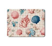 Coastal Dish Drying Mats For Kitchen Counter, Vintage Shell Floral Absorbent Rubber Dish Drainer Rack Mat, Nautical PU Leather Drying Pad For Kitchen Counter Beach Decor 18x24 Inch