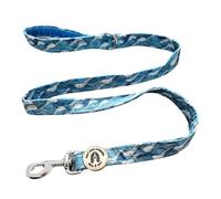 Coastal Dog Lead -Soft Velvet Handle Dog Lead for Small, Medium, & Large Dogs - by Salt Dog Studios (Catching Waves, 1")