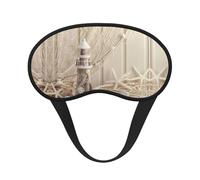 Coastal Fishing Net Shell Print Blindfold Sleep Mask, 100% Block Light Eye Sleep Shade Cover Eye Masks with Adjustable Strap