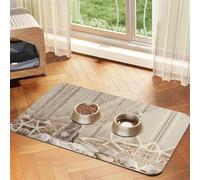 Coastal Fishing Net Shell Printed Pet Bowl Mats, Non-Slip And Tasteless Dog And Cat Feeding Mats