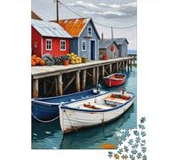 Coastal Fishing Village Classic Jigsaw Puzzle 1000 Pieces for Adults Impossible Hard Challenging Family Game Night 38x26cm/1000pcs