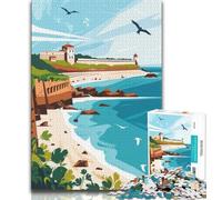 Coastal Fortress Illustration Puzzles for Adults And Teenagers,Challenging Game And Family Play for Is Ideal As A Gift for The Whole Family 38x26cm