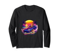 Coastal Fox Night Drive Retro Sunset Long Sleeve T-Shirt
