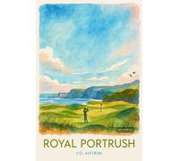 Coastal Golf Course At Royal Portrush - A4 Travel City Poster Wall Art Home Decor Art Print Featuring Iconic Landmarks and Global Destinations for Interiors Inspired by Culture and Exploration