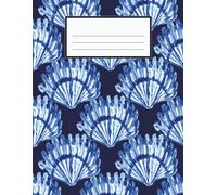 Coastal Granddaughter Aesthetic Navy Blue Seashells Composition Notebook: 120 Lined wide rule pages, 8.5 x 11 inches, girls, kids teens, college, women, shell seeker, gift