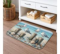 Coastal Gull Coastal Quick Dry Bath Mat, Nautical Beach Style Absorbent Non Slip Shower Rug, Summer Decorative Flannel Washable Bath Rugs for Bathroom Toilet Restroom 20x32 Inch