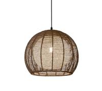 Coastal Handwoven Lamp Shade Japanese Style Hemp Rope Round Light, Indoor Lamp Fixture Modern Close to Ceiling Lamps for Living Room Kitchen Island Staircase/Brown/36Cm