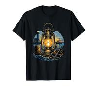 Coastal Harbor Lantern Lighthouse Anchor Sailor T-Shirt