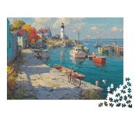 Coastal Harbor Scene 1000 Piece Jigsaw Puzzle on Sustainably Sourced Board Favourites Jigsaw with Impossible Puzzle for Challenging Puzzles for Adults 70x50cm/1000pcs