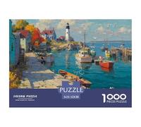 Coastal Harbor Scene Thick Sturdy Cardboard Excellent Brain Game, Suitable for Improving Mental Flexibility And Focus 52x38cm/1000pcs