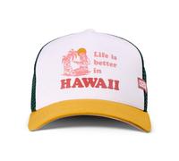 Coastal HFT Better Hawaii Trucker Cap White/Gold/Olive Baseball Cap Mesh Cap New