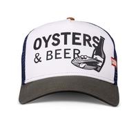 Coastal HFT Cap Oysters & Beer White/Olive High Fitted Trucker Mesh Cap