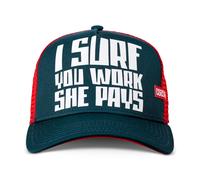 Coastal HFT She Pays Cap Petrol High Fitted Trucker Mesh Kappi Basecap Surf Work