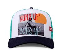 Coastal HFT Suns Up White/Navy/Turquoise High Trucker Mesh Hat Surf Cap Costal