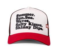 Coastal HFT Trucker Cap Mesh Beach Waves Stone/Red Snapback Unisex
