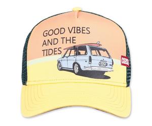 Coastal HFT Trucker Cap Vibes and Tides Sun Yellow Baseball Cap Mesh Hat Summer