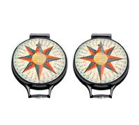 Coastal Hob Covers - Set of 2 | 37cm Round | Compatible with AGA, Heritage & Stanley Cookers | Heat-Resistant Pads | Chefs kitechen Accessories (Compass)