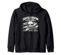 Coastal Kayaking Club Ocean Paddle Waves Sunset Life Zip Hoodie