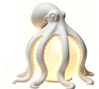 Coastal Lamp Nautical Resin Figure Cephalopod Decor Ambient Lighting with Orb Glow Suitable for Bedside Tables Living Decoration, White