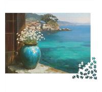 Coastal Landscape 1000 Piece Jigsaw Puzzle Paper for Adults Blue Vase Relaxation Home Decor Gift 52x38cm/1000pcs