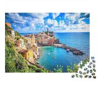 Coastal Landscape Jigsaw Puzzles 1000 Piece Recycled Cinque Terre Puzzle for Adults Puzzle Game Props Impossible Hard Difficult Challenging Fun Game 52x38cm/1000pcs