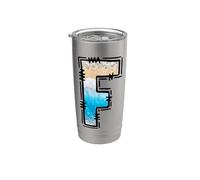 Coastal Letter F Beach Ocean Initial Design Stainless Steel Insulated Tumbler