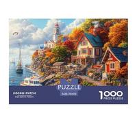 Coastal Lighthouse 1000 Pieces Portable Jigsaw Puzzle Age 3+ Cool Collage Effect, Fun Details, Educational, Challenging Puzzle Games 70x50cm/1000pcs