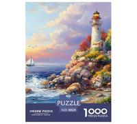 Coastal Lighthouse 1000pcs Paper Jigsaw Puzzles Animation Colourful Educational Games for Adults And Kids 38x26cm/1000pcs
