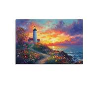 Coastal Lighthouse 3D Canvas Wall Art Canvas Seaside Prints Pictures for Living Room Bedroom Kitchen Hallway Stairs Wall Decor 20x30inch(50x75cm)