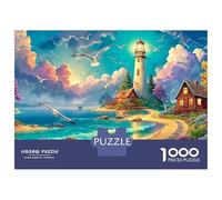 Coastal Lighthouse And Wooden Cottage 1000-Piece Jigsaw Puzzle Coastal Lighthouse Classic & Challenging, Gift for All Ages 70x50cm/1000pcs