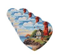 Coastal Lighthouse Car Air Fresheners 4 Pcs Heart Shape Hanging Car Air Freshener Fragrance Scented Cards Auto Mirror Pendant Aromatherapy Tablets For Car Home Office Closet Bathroom