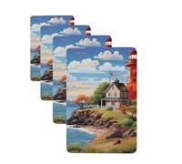 Coastal Lighthouse Car Air Fresheners 4 Pcs Rectangle Hanging Car Air Freshener Fragrance Scented Cards Auto Mirror Pendant Aromatherapy Tablets For Car Home Office Closet Bathroom