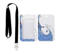 Coastal Lighthouse ID Card Holder with Black Lanyard, ID Holder, Vertical Name Badges Protector for Paramedic, Vertical Cards Protector for Office, Nurse Essentials Work Teacher Stuff