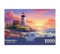 Coastal Lighthouse Jigsaw 1000 Pieces Challenge Game for Adults,Seaside Sunset Impossible Jigsaw Puzzles 1000 Piece Educational Games for Adults Or Families 38x26cm/1000pcs