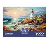Coastal Lighthouse Jigsaw Puzzles 1000 Piece Challenge Game for Adults,Seaside Sunset Impossible Jigsaw Puzzle 1000 Pieces Educational Games Home Decoration 70x50cm/1000pcs